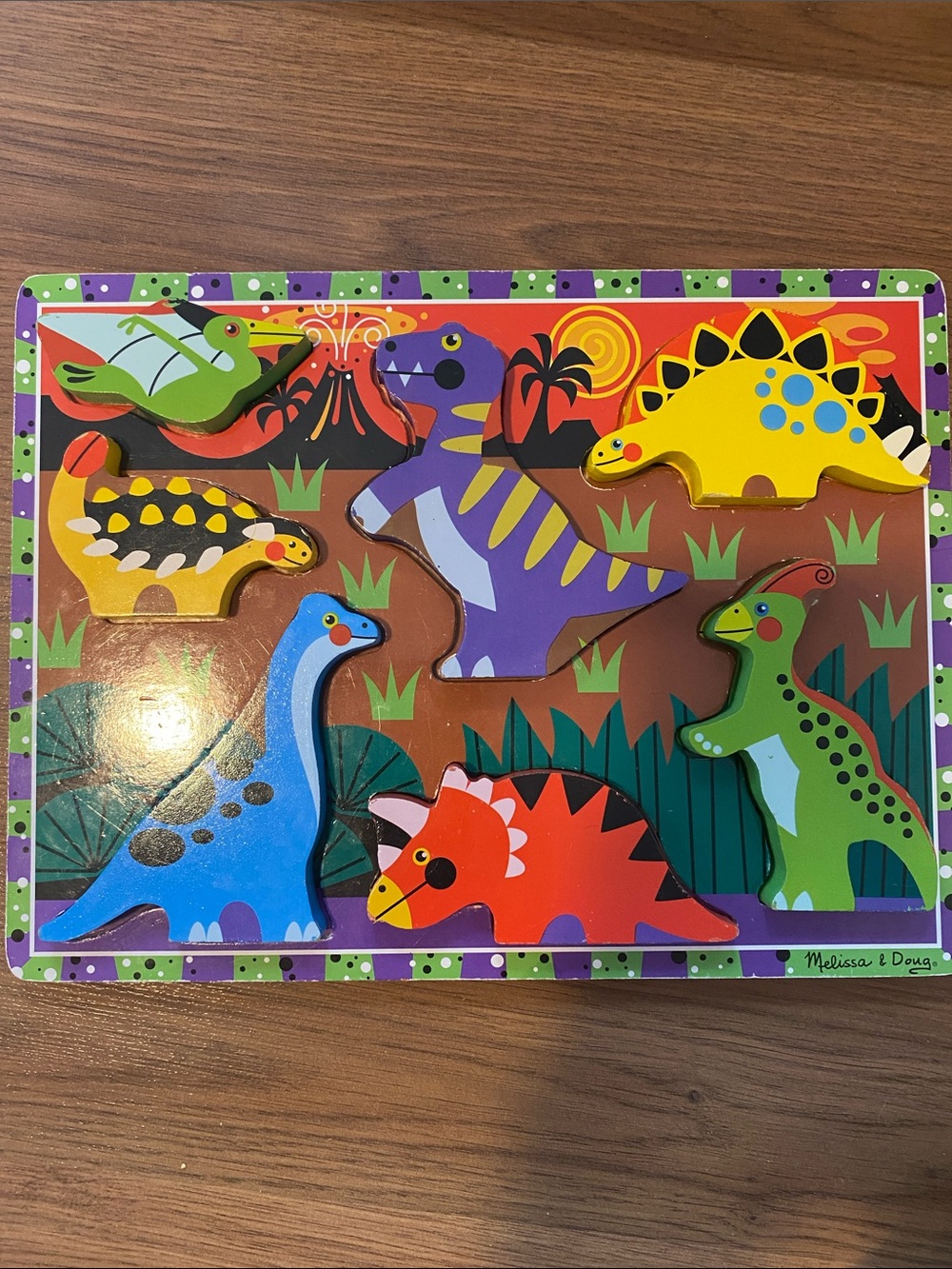 ✨8/$10. Melissa & Doug. Dinosaur Wooden Puzzle